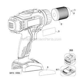 Part Location Diagram of 90533718 Porter Cable Battery Pack